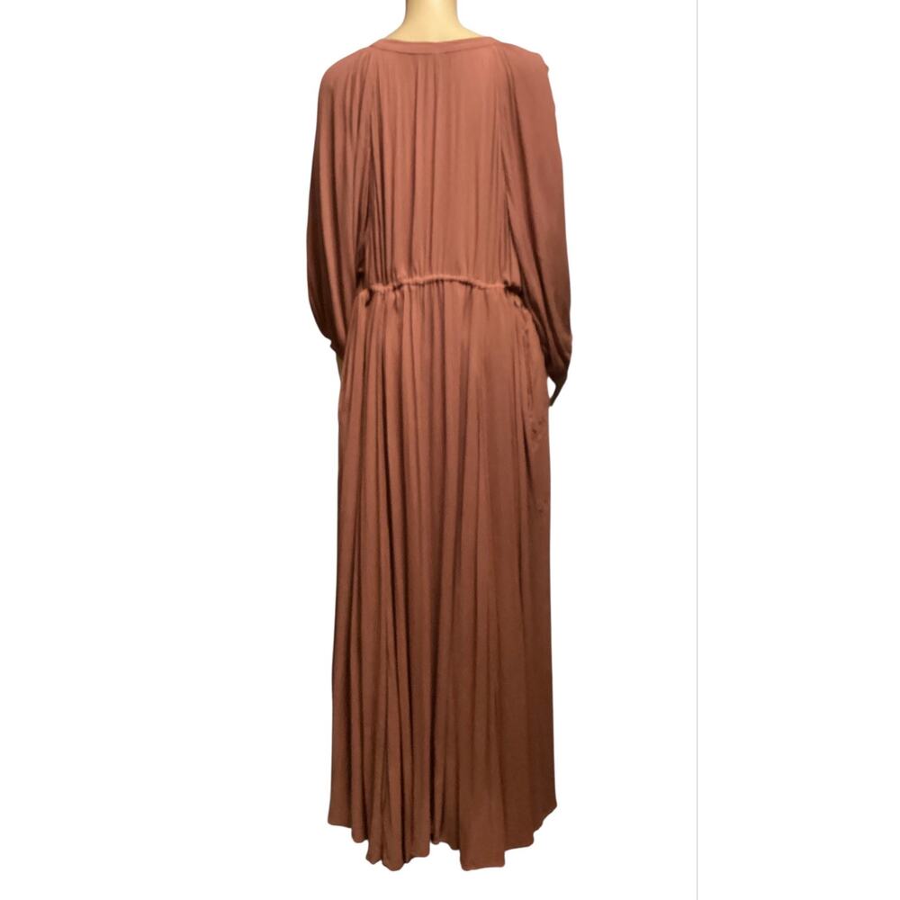 Free People plenty of love maxi dress plunging neckline button-front tie waist L - Picture 2 of 7